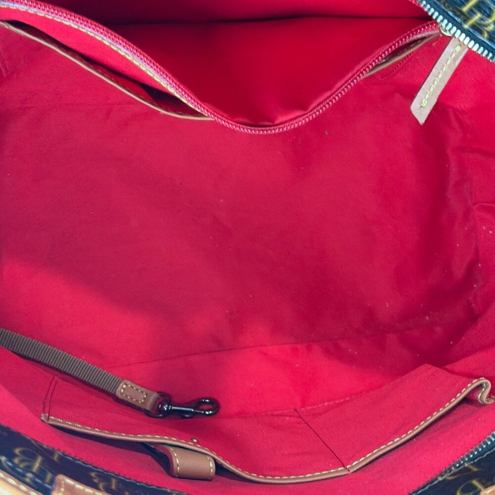 Dooney and Bourke 1975 Black & Tan Logo Tote Bag - Picture 10 of 16